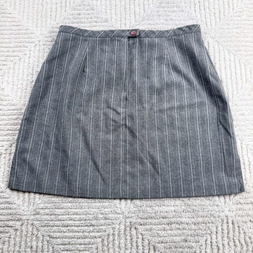 Mainframe Pinstripe Mini Skirt Women's 11 Grey Vintage 90s Office Siren Goth